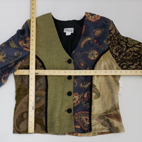 Vintage NWT Zoe California Womens XL Wool Blends Patchwork Tapestry Jacket 1561 - Picture 6 of 7